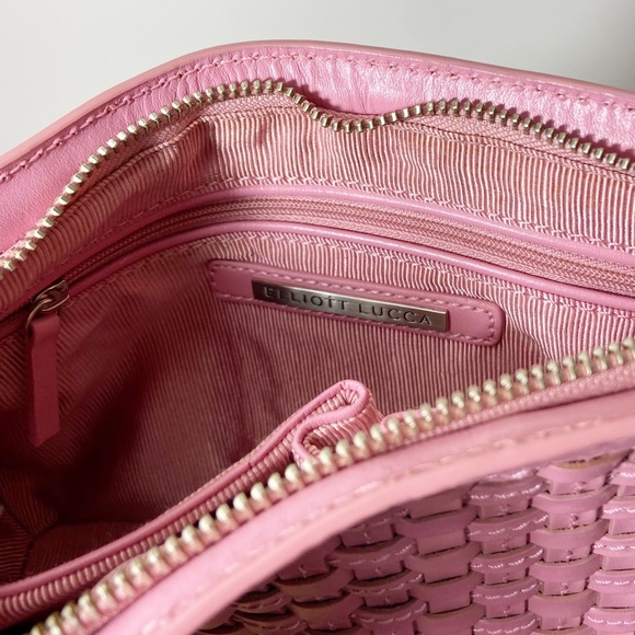 Elliott Lucca Pink Woven Leather Shoulder Purse - Picture 6 of 13